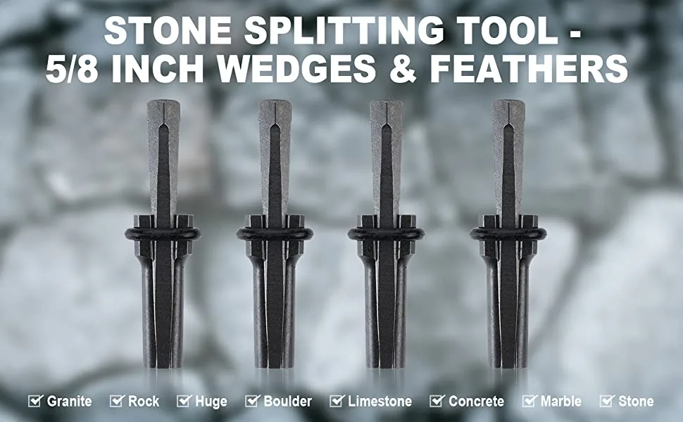 HighFree 10PCS Rock Wedge and Feather Shims 5/8  Concrete Marble Granite Rock Stone Splitting Hand Tools - DRILL