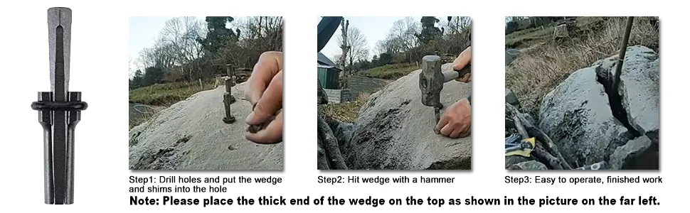 HighFree 10PCS Rock Wedge and Feather Shims 5/8  Concrete Marble Granite Rock Stone Splitting Hand Tools - VA-0058