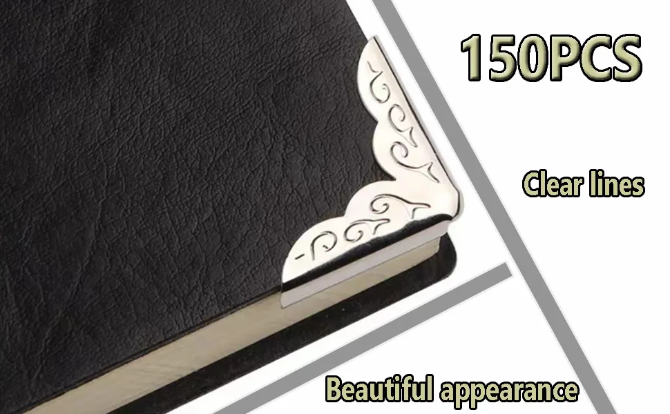 150PCS Book Corner Protector Metal Corner Cover for Scrapbook Album Menu Folder Include 50PCS Gold  50PCS Silver and 50PCS Bronze - waiguan