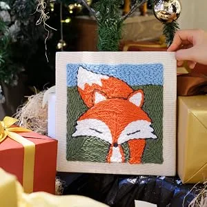 Wool Queen 2Pcs 9.8''x9.8'' Punch Needle/Rug Hooking Frame Covered with Monk's Cloth 9.8''x9.8''-2Pc - fox kit