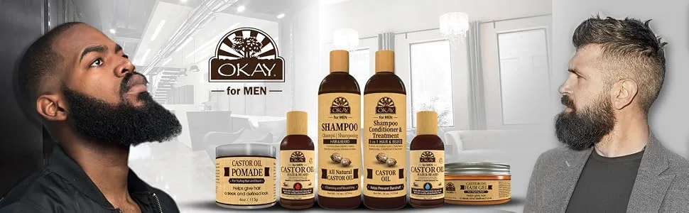 OKAY-MEN Castor Oil Beard and Hair Pomade 4oz - castor