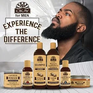 OKAY-MEN Castor Oil Beard and Hair Pomade 4oz - castor