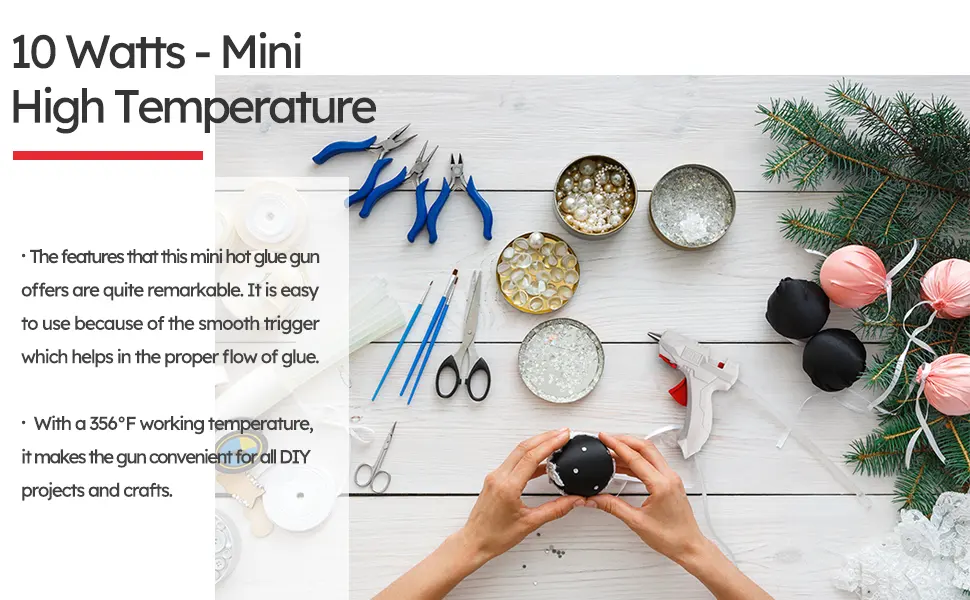 KeLDE Mini Hot Glue Gun - High Temperature Drip-Less Glue Gun with 10pcs Hot Glue Sticks for Craft Projects  10 Watts  10W Mini Size - lightweight glue gun