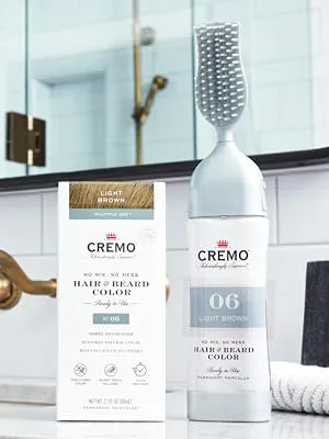 Cremo No Mix No Mess Hair and Beard Color  Light Brown  2.7 Fl Oz 06 Light Brown - color
