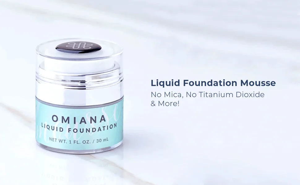 Omiana Liquid Foundation Mousse - Natural Foundation  Concealer  and Contour Makeup  Mica-Free  Made in the USA  Light Tan - Liquid Foundation Mousse - No Mica, No Titanium Dioxide, & More!