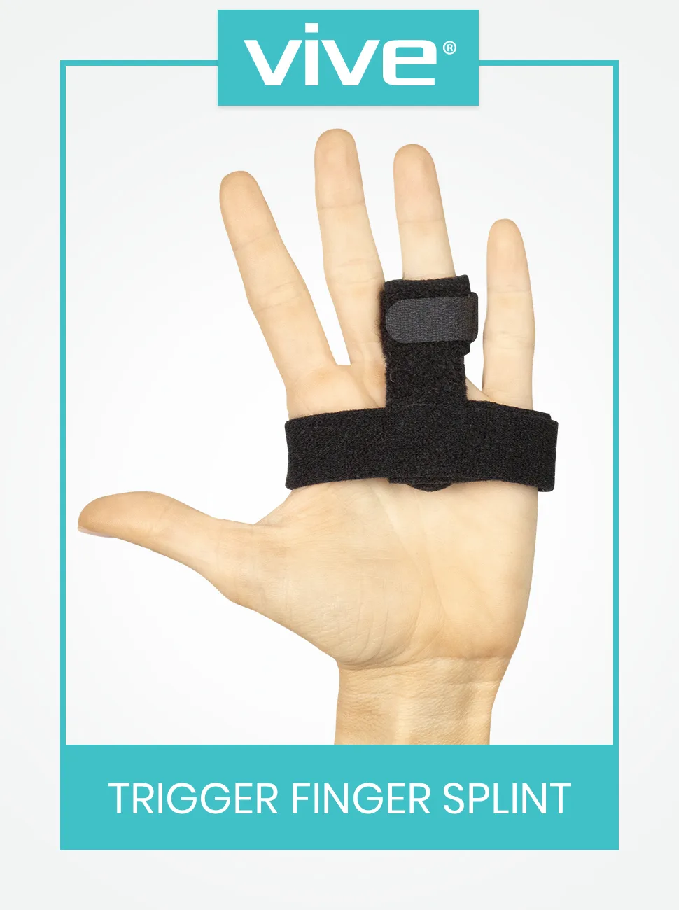 Vive Trigger Finger Splint Brace - Middle  Pinky  Pointer  Ring and Thumb Support - Palm Strap Included - Straighten Curved or Broken Fingers - Adjustable  Breathable Fit - Aluminum Pain Relief Guard Black - trigger finger splint with palm strap