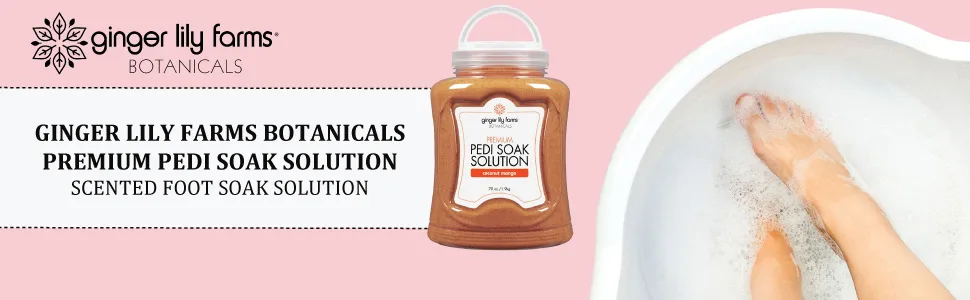 Ginger Lily Farms Botanicals Premium Pedi Soak Solution with Epsom Salt and Sea Salt  100% Non-Staining  Non-Foaming  Coconut Mango Scent  70 Ounces - Ginger lily farms