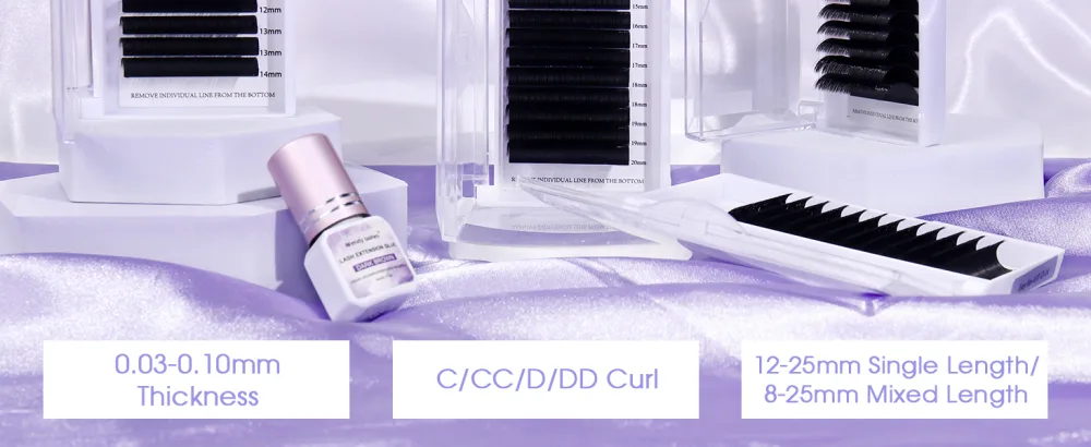 Volume Lash Extensions D Curl 14-20mm Easy Fan Volume Lashes Supply Self Fanning Eyelash Extensions 0.07mm Automatic Blooming Lashes (0.07-D  14-20mm) 0.07 d 14-20mm - easy fans lash extensions