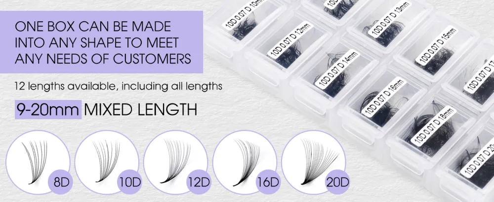 Volume Lash Extensions D Curl 14-20mm Easy Fan Volume Lashes Supply Self Fanning Eyelash Extensions 0.07mm Automatic Blooming Lashes (0.07-D  14-20mm) 0.07 d 14-20mm - premade fans eyelash extensions