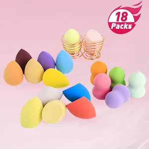 Makeup Sponge 18 Pcs Set-Beauty Sponge Foundation Blending Sponge with 2 Pcs Egg Sponge Blending Holder Stand  Flawless for Liquid & Creams & Powers (Sponge stand color random) - product information 2