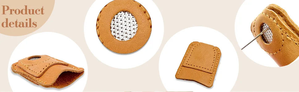 WILLBOND 4 Pieces Leather Thimble Hand Sewing Thimble Finger Protector Coin Thimble Finger Pads for Knitting Sewing Quilting Pin Needles Craft Accessories DIY Sewing Tools  2 Sizes - product information 3