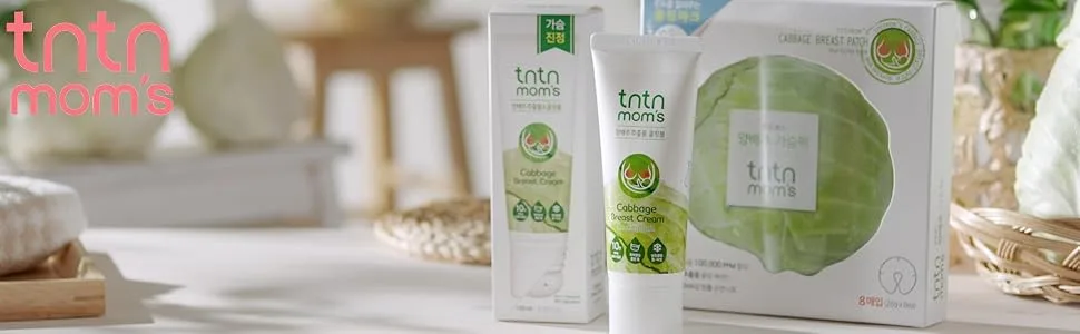 TNTN MOM'S Cabbage Breast Care Set - Patch 8EA + Cream 3.38 Fl oz No More Milk Flow Dry up Breastfeeding Vegan Pregnancy essentials - Cabbage Care Set