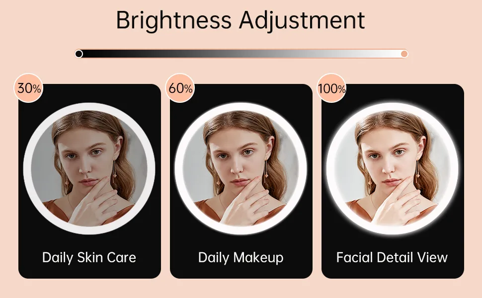 FASCINATE Magnifying Mirror with Light  1X/10X Double Sided Rechargeable Lighted Makeup Mirror  3 Color Setting Makeup Vanity Mirror with 54 LEDs  Dimmable Desk Lit Cosmetic Mirror White - Lighted Makeup Mirror Rechargeable 10x Magnifying Vanity Mirror with Lights