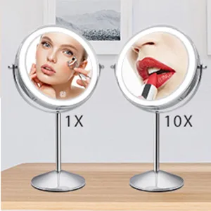 FASCINATE Magnifying Mirror with Light  1X/10X Double Sided Rechargeable Lighted Makeup Mirror  3 Color Setting Makeup Vanity Mirror with 54 LEDs  Dimmable Desk Lit Cosmetic Mirror White - Magnifying Mirror with Light,1X/10X Double Sided Lighted Makeup Mirror
