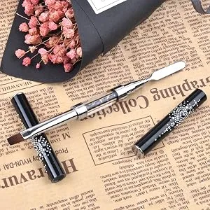 Ycyan 2Pcs Polygel Nail Brush & Picker  Dual-ended Oval & Flat Gel Nail Brushes Polygel Slice Tool for PolyGel UV Builder Gel Nails Extension Black - product information 2
