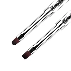 Ycyan 2Pcs Polygel Nail Brush & Picker  Dual-ended Oval & Flat Gel Nail Brushes Polygel Slice Tool for PolyGel UV Builder Gel Nails Extension Black - product information 5