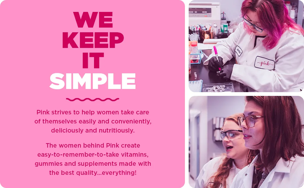 PINK Multivitamin for Women | 60 Gummies | Non-GMO & Gluten Free | Plus Collagen & Biotin | Mixed Berry Flavor - simple