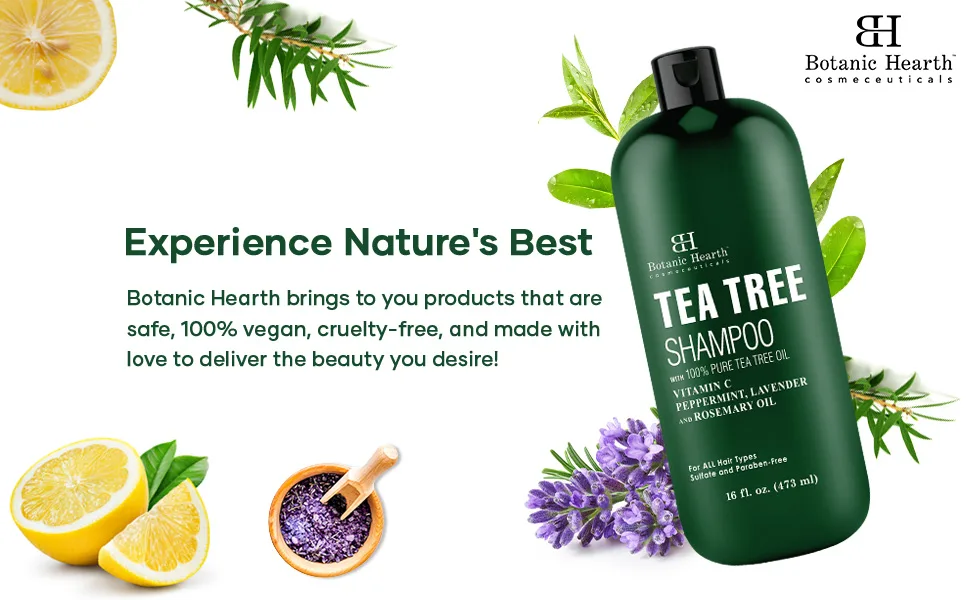 Botanic Hearth Tea Tree Shampoo  Vitamin C  Peppermint  Lavender and Rosemary Oil  Fights Dandruff and Dry Scalp  16 fl oz - tea tree shampoo