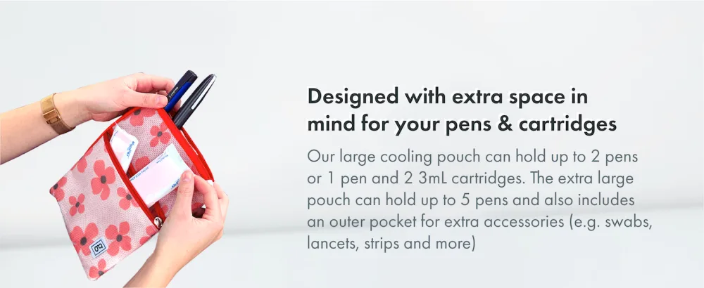 XL Pouches Parent Blue - designed with extra space for your pens cartridges vials syringes lancets strips swabs and more
