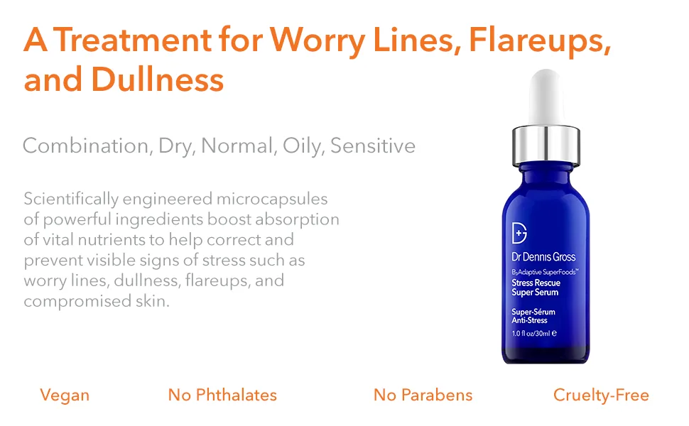 Dr. Dennis Gross B Adaptive SuperFoods  Stress Rescue Super Serum. For Worry Lines  Flareups  and Dullness  1.0 fl oz - dr dennis gross