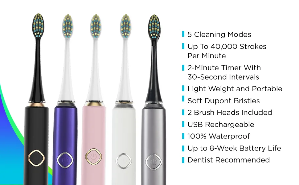 Voom Sonic Pro 7 Rechargeable Electronic Toothbrush With Most Advanced Oral Care Technology 2-Minute Timer with Quadrant Pacing & 5 Adjustable Speeds Magnetic Levitation 100% Waterproof - Grey - voom sonic