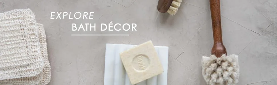 Creative Co-Op Beech Wood Bath Elastic Band & Metal Rivets Brush  Brown - explore bath décor