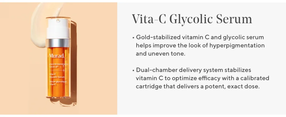 Murad Vita-C Glycolic Serum - Environmental Shield Skin Brightening Vitamin C Face Serum - Hyperpigmentation Treatment Backed by Science  1 Fl Oz - description