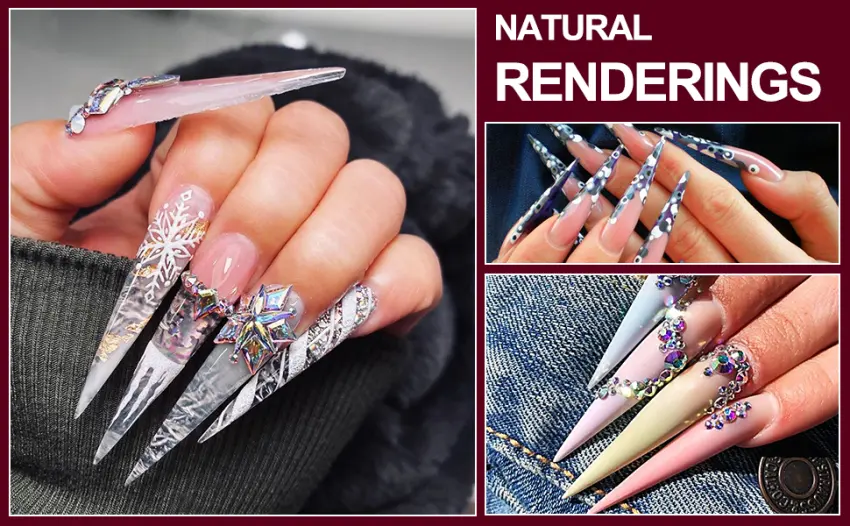 AORAEM Stiletto False Nail Clear Extra Long Sharp Nails Tips Art Tips 12 Sizes 120 Pcs Acrylic Fake Nail (Clear Long Nail) Clear-1 - AORAEM Stiletto False Nail Clear Extra Long Sharp Nails Tips