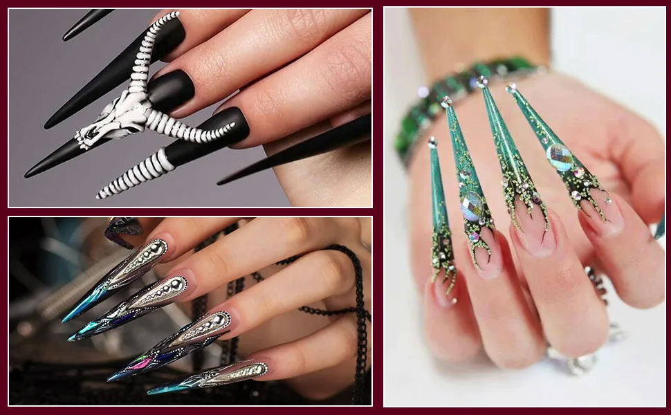AORAEM Stiletto False Nail Clear Extra Long Sharp Nails Tips Art Tips 12 Sizes 120 Pcs Acrylic Fake Nail (Clear Long Nail) Clear-1 - AORAEM Stiletto False Nail Clear Extra Long Sharp Nails Tips
