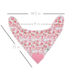 Baby Bandana Teething Bibs with Attached Silicone Teether - Set Of 4 - Solid Pinks - adjustable snaps