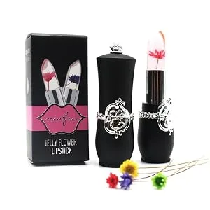 SuperThinker Flower Lip Gloss Clear Jelly Lipstick Set  6Pcs Magic Temperature Color Change Lip Balm Long Lasting Nutritious Lips Moisturizer Crystal Jelly Lipgloss Black - product information 5