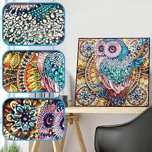 Hibah Diamond Painting DIY 5D Special Shape Rhinestone  Owl  Partial Diamond Crystal Diamond Painting Set (Mandala) golden - product information 2