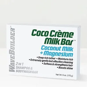 Wavebuilder Coco Creme Milk Bar Coconut Milk + Magnesium 2 in 1 Shampoo & Bodywash Bar - Coco Creme Milk Bar