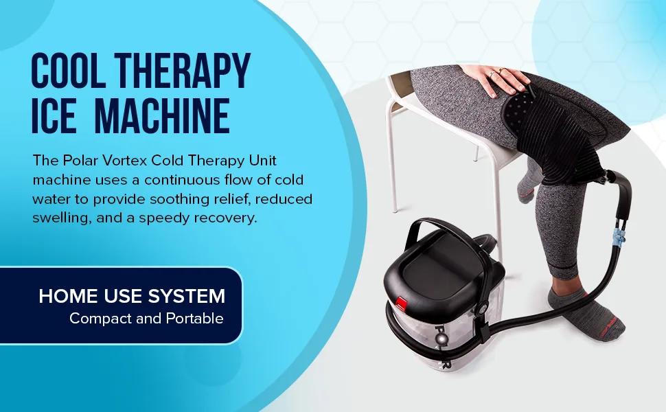 Cold Water Therapy System Kit by Polar Vortex - Ice Circulation Machine with 3-Strap Knee/Elbow/Shoulder Wrap and 4 Cold Cubes - Cold Water Therapy Kit - banner1