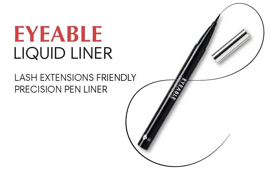 Eyeable Liquid Liner by BL Lashes | Eyelash extension friendlly eyeliner| Safe for lash extensions| Water-based  Smudge-proof  Long lasting formula  Black  0.6ml - BL eyeliner for eyelash extensions