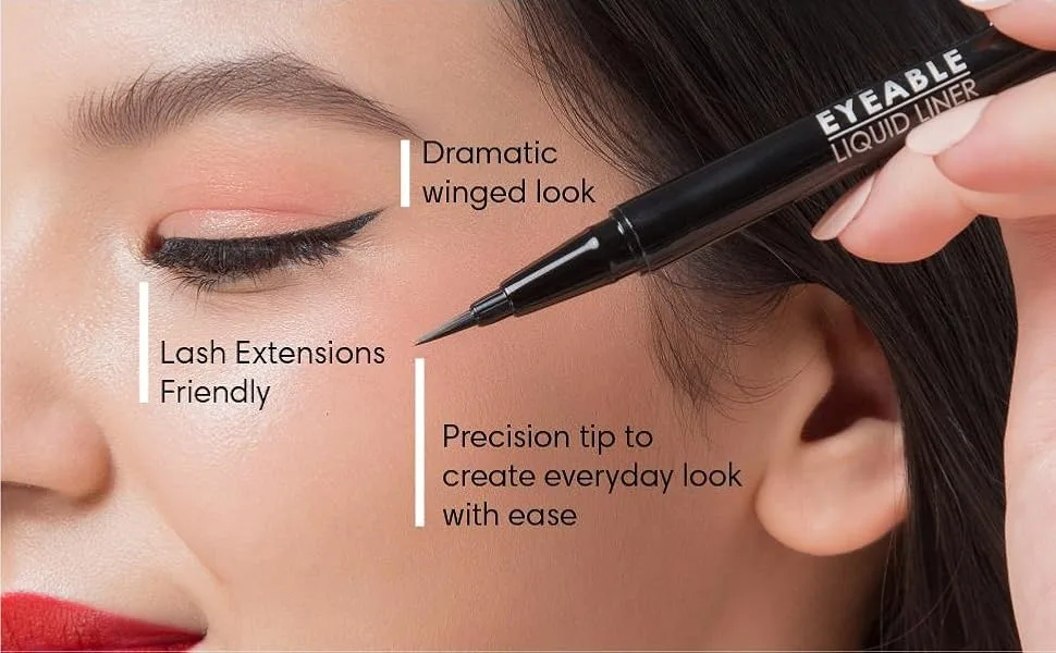 Eyeable Liquid Liner by BL Lashes | Eyelash extension friendlly eyeliner| Safe for lash extensions| Water-based  Smudge-proof  Long lasting formula  Black  0.6ml - BL eyeliner for eyelash extensions