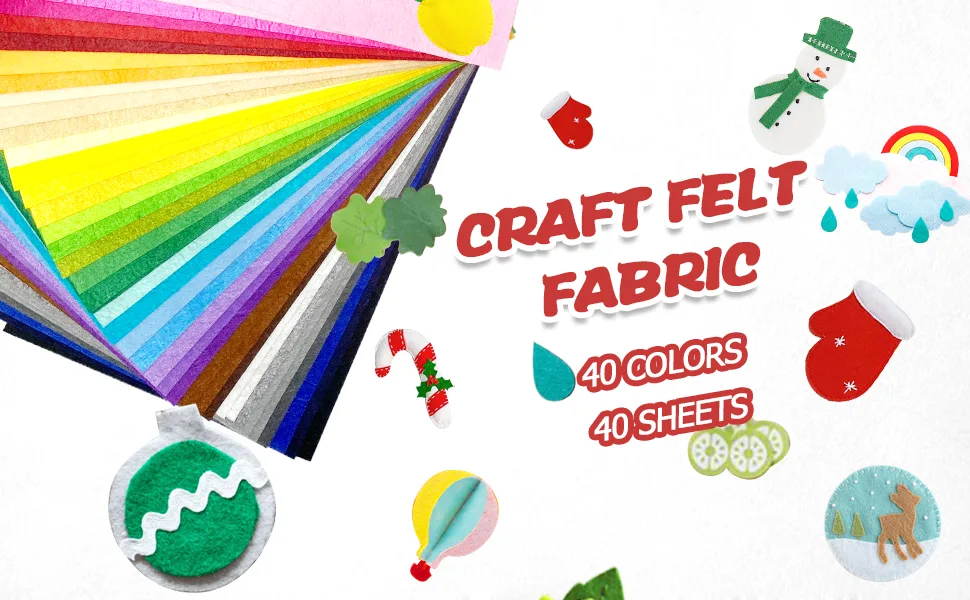 40Pcs Felt Fabric Sheets  8 x 12 inch DIY Craft Felt 1mm Thick  Non-Woven Fabric for Patchwork  School Projects  Decoration  40 Assorted Colors (20 x 30cm) 40 sheets - product information 1