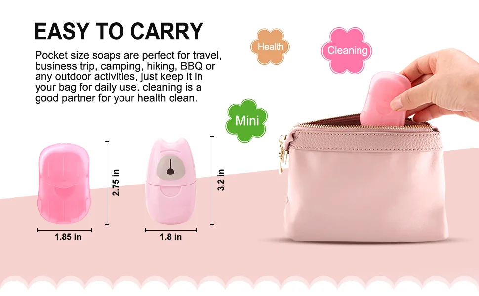 6 Boxes (300 Sheets) Portable Disposable Soap Sheets  Mini Paper Soap Sheets Portable Hand Washing Travel Hiking Washing Hand Bath Toiletry Bathing Soap - product information 23