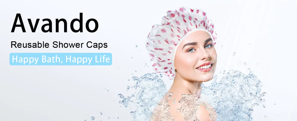 Waterproof Shower Cap 6Pcs Dot Plastic Shower Caps Reusable Elastic Large Shower cap for Women Long Hair - Waterproof Shower Cap