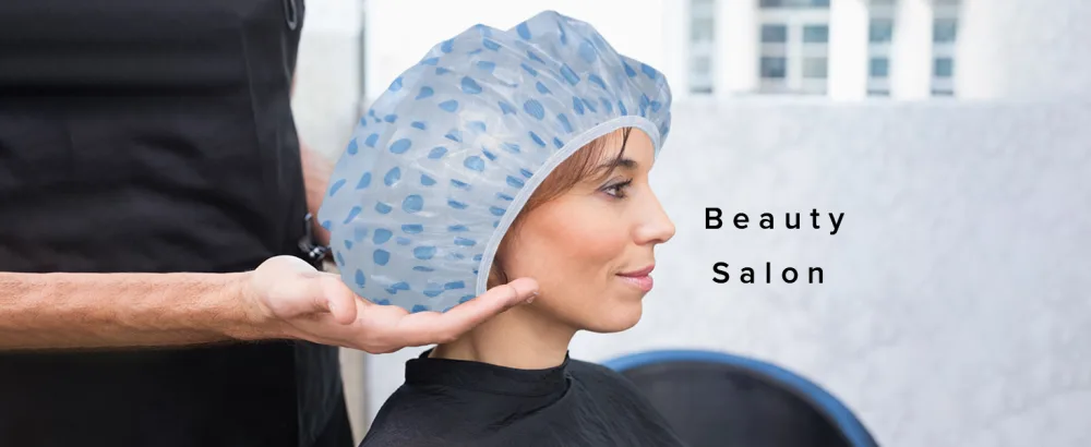 Waterproof Shower Cap 6Pcs Dot Plastic Shower Caps Reusable Elastic Large Shower cap for Women Long Hair - Waterproof Shower Cap