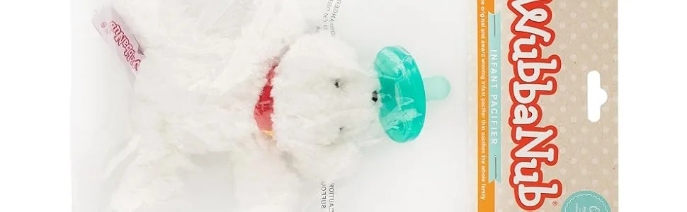 WubbaNub Infant Pacifier -Budster Bichon - polybag with header card