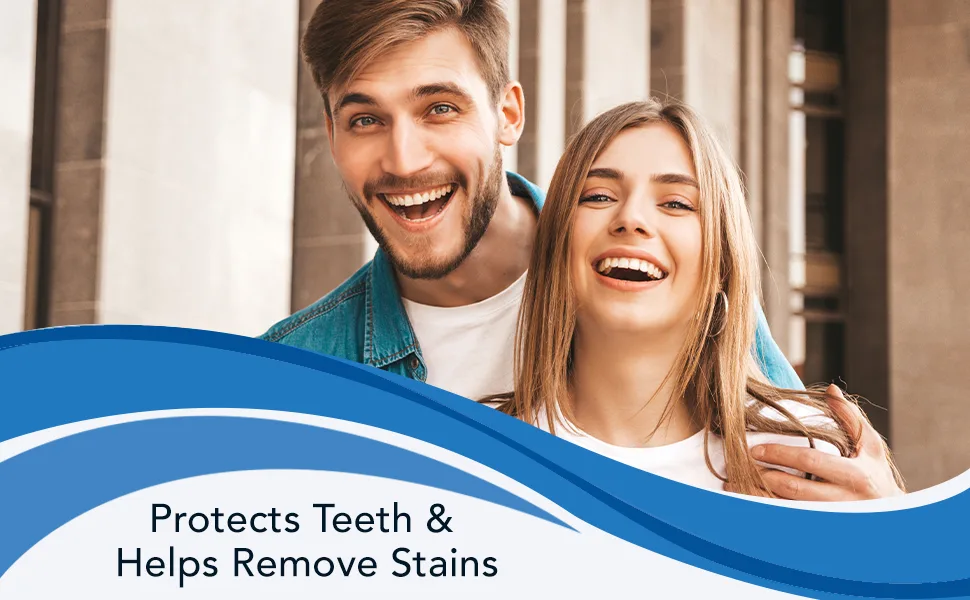 Plus White Post Whitening Stain Rinse - Protects Against Smoking  Wine  & Coffee - Dentist Recommended Whitening Teeth Rinse - two people protects teeth and removes stains