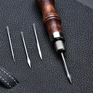 4 in 1 Wooden Handle Leather Craft Sewing Kit Diamond Awl DIY Hole Punch Tool for Leather Sewing Hand Stitching - product information 11