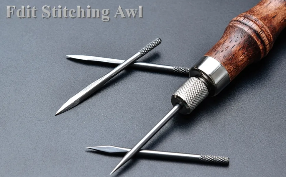 4 in 1 Wooden Handle Leather Craft Sewing Kit Diamond Awl DIY Hole Punch Tool for Leather Sewing Hand Stitching - product information 7