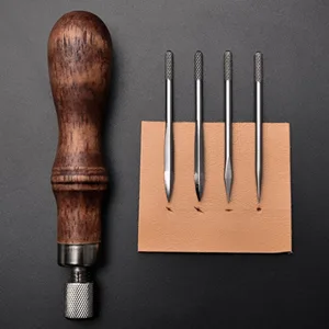4 in 1 Wooden Handle Leather Craft Sewing Kit Diamond Awl DIY Hole Punch Tool for Leather Sewing Hand Stitching - product information 8