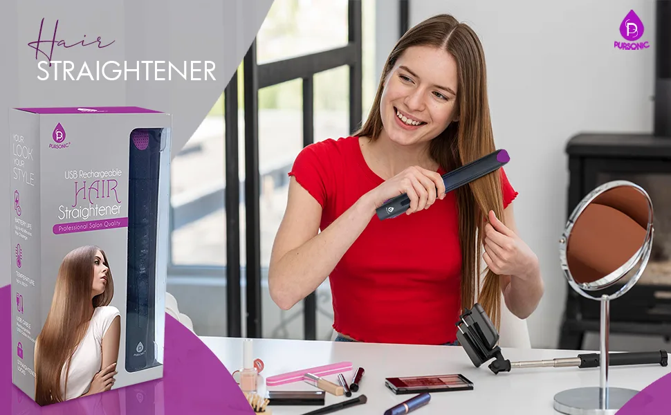 Pursonic USB Rechargeable Portable Hair Straightener Mini Cordless Flat Iron Professional Salon Quality - product information 1