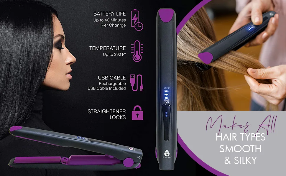 Pursonic USB Rechargeable Portable Hair Straightener Mini Cordless Flat Iron Professional Salon Quality - product information 7