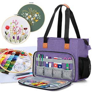 Luxja Embroidery Project Carrying Bag  Embroidery Kits Storage Bag (Bag Only)  Purple - embroidery organizer