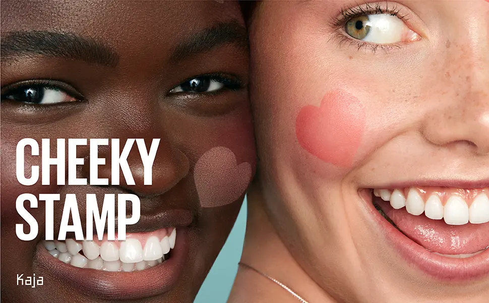 Kaja Blush - Cheeky Stamp | Gift  7 Shades  Buildable & Blendable Shade with Heart-shaped Applicator  Rosy Finish  01 Coy  0.17 Oz - cheeky stamp1
