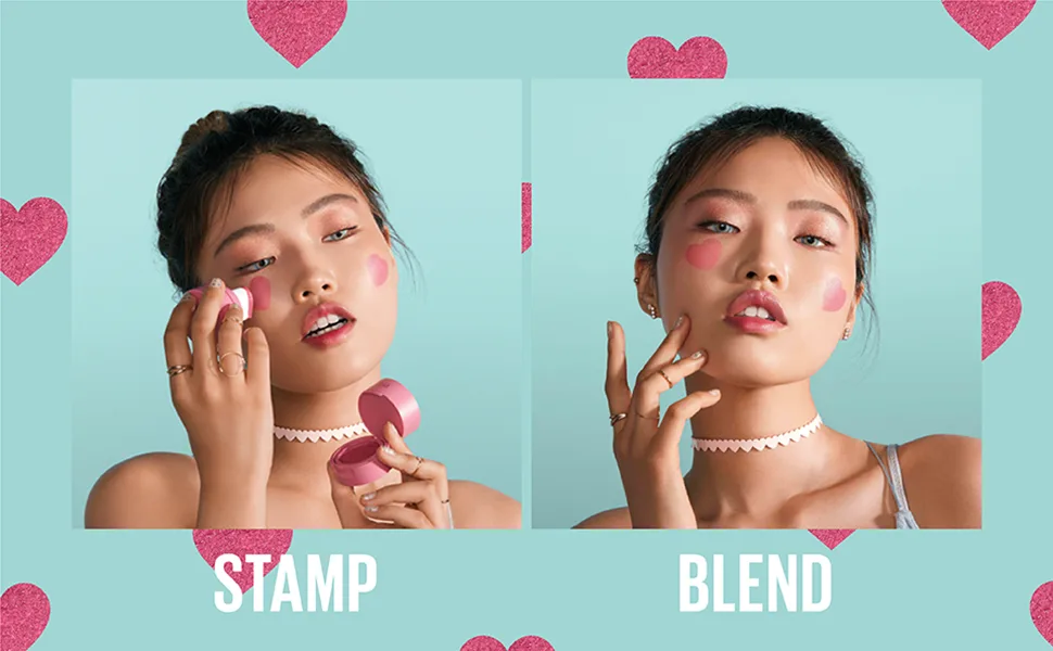 Kaja Blush - Cheeky Stamp | Gift  7 Shades  Buildable & Blendable Shade with Heart-shaped Applicator  Rosy Finish  01 Coy  0.17 Oz - cheeky stamp4